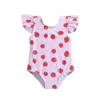Djevojčice za djecu Onesies Ljetni mali toddler Ruffles Jawberry Prints Beach Bikini kupaći kostimi 12-mjeseci