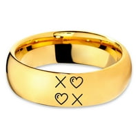 Tungsten Hugs poljupci xoxo hearts love bend prsten za muškarce žene udobnost FIT 18K žute zlatne kupole polirano