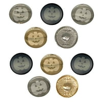 Jack O'Lanterny Happy Halloween bundevi set od metala 0,6 Šiveni šark za šivanje - zlatna boja