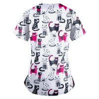 Ženski vrhovi bluza Grafički otisci Kratki rukav Radna odjeća Dame Modni V-izrez Ljetna tunika Tors