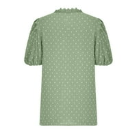 ECQKAME Žene Ljetne bluze Modni CASAUALNI Čvrsti V-izrez Kratki rukav labav majica Bluza The Green XL