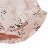 Hirigin Girls cvjetni ispis O-izrez dugih rukava za bebe rub s trakom za kosu