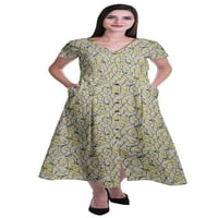 Moomaya Long Maxi haljina za ženske kratkih rukava Formalna haljina sa džepovima S-XXL