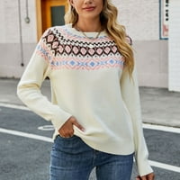 Vivianyo HD džemperi za žene Clearence Plus Veličina Ženska modna casual retro boja Kontrast Ispiranje