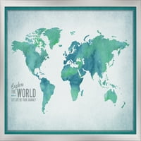 Svjetska karta - Istražite svijet - akvarel - umjetničko djelo u vezi sa fenjerom