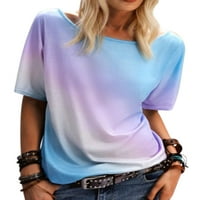 Justvh Žene Rainbow Gradient Tee Raight Fit vrhovi kratkih rukava Tanke Crewneck majice