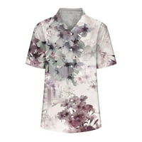 Ernkv ljetni trendi labavi osnovne majice za žensko čišćenje cvjetnih vrhova kratkih rukava majice reverske