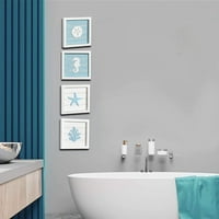 Plave školjke i obalna zvijezda 3D Zidna umjetnost, zidni dekor za plažu za kupaonicu ili obalnu spavaću