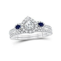14kt bijeli zlatni kruški dijamant Bridal Wedding prsten set CTTW