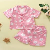 JKERTHER 1- godina dječja djevojka cvjetni svileni pidžami setovi majica s kratkim rukavima majica +
