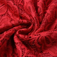 Plus sizene žene čipke dugih rukava midi haljina dame večernja haljina za žensku svečanu haljinu crvena