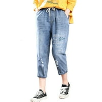 Easery Women Jeans Ravne noge traper hlače Srednji uspon širok pantalone za noge Flare traperice za