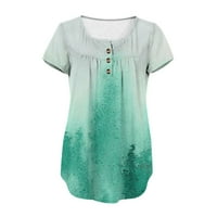 Usmixi ženske bluze i vrhovi Dresiran ljuljac Henley majica Lagana gumba dolje Tunic Ljeto V-izrez kratki
