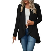 Dugi rukav Solid Laroonice modni modni vrhovi kardigan jeseni jakne za žene čišćenje crne veličine s