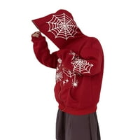 Gwiyeopda ženski Y2K Cobweb Print puni zip duksevi dugih rukava dukseri Grunge Gothic prevelike jakne