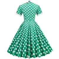 Ženske koktel haljine modni rever turtleneck retro 1950-ih Rockabilly Swing haljina kontrastna polka