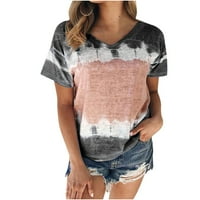 Basic Tunic Tees Casual V-izrez kratki rukav ženski ljetni vrhovi Trendne majice Print Comfy labava bluza
