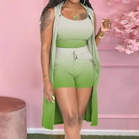 Aktivne odjeće za žene za žene bez rukava okrugli džepni gradijent top seksi seksi vježbanja za žene zelene veličine xl