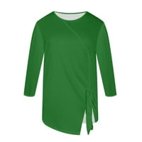 Hanzidakd ženske košulje jesen i zimski dugi rukav okrugli izrez poliester plus size s punim košulje zelenim xxl