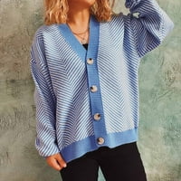 Leesechin džemperi za žensko čišćenje modnih casual V-izrez rukava s džemper za bluzu gumb povuci