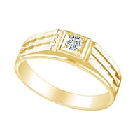 Bijeli prirodni dijamantni muški angažman vjenčani prsten u 14K čvrsti žuto zlatni prsten veličine-9
