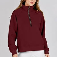 Ženska poluzemska dukserija prevelizirani rever s dugim rukavima tunički pulover Zimske fleke Solid Lounge Obuća Y2K odjeća