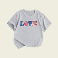 Američke zastave Ljetni mali dječaci Djevojke Kratki rukav Pismo Ispisuje majica 4. srpnja vrhova majica