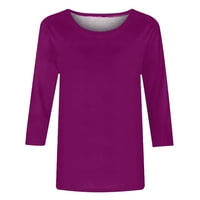 Yyeselk Fall Bluze za žene Trendi rukavi okrugle majice za povratne kratke modne čiste boje čvrste pamučne