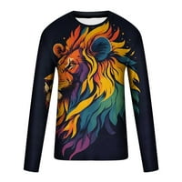 Muška modna 3D štampana majica Životinjski lav element grafička košulja vježbanje nacrt dugih rukava