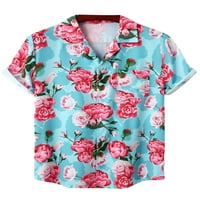 Colisha muns bluza cvjetni tisak na vrhu kratkih rukava ljetne košulje Havajska plaža rever vrat stil b 2xl