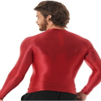 Muška sjajna puna boja tanka fit košulja dugih rukava sportski majice na vrhu sportske odjeće burgundy