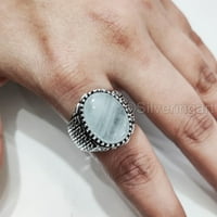 Prirodni akvamarinski muški prsten, akvamarin prsten, akvamarinski dječački prsten, srebrni nakit, srebrni