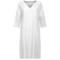 Ljetne haljine Boho cvjetni pamuk i posteljina kratki rukav odmor Polu V Mini haljina od pune boje bijele