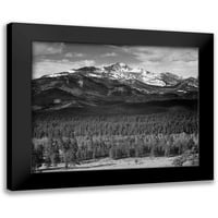 Adams, ansel crni moderni uokvireni muzej umjetnički print pod nazivom - Drveće u prvom planu, planina snijega u pozadini, u rocky planinskom nacionalnom parku, Kolorado