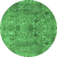 Ahgly Company u zatvorenom okrugom Perzijskim smaragdnim zelenim tradicionalnim prostirkama, 6 'okruglica