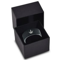 Tungsten marihuana korov kanabis listov listov prsten za muškarce žene udobnost fit crni ravni rez brušeni