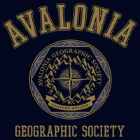 Muška čudna svjetska Avalonija Geografsko društvo Grafički tee mornarsko plavo veliko