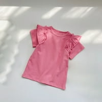 Košulje za teen djevojke Ljetna majica kratki rukav okrugli vrat Solid Color TOP Ležerni za 12 mjeseci