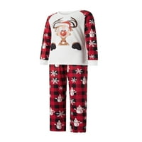 Božićne pidžame za obiteljske, dugih rukava za jelena za tisak + plaćene hlače postavljene za spavanje