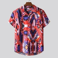 Muški gumb Up majice na plaži Stripes Tropical Print Short rukava Lagana za odmor Havajska odjeća Ljetni vrh