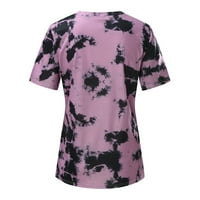 AMLBB Ljetni vrhovi za žene Ženske modne gradijent boje V-izrez Tisak majica kratkih rukava TOPS bluza