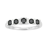 V nakit® sterling srebrna sa prirodnim crnim dijamantima pet kamenih prstena za žene