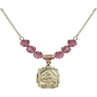 Ogrlica sa pozlaćenom zlatom Hamilton sa ružičastog oktobarskog rođenja mjeseca kamena perle i šarm