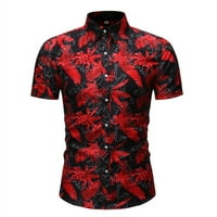 Haljina za muškarce cvjetne tiskane havajske majice kratki rukav casual gumb dolje Slim Fit Tops bluza