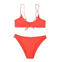 Ženska solidna boja Split Europa i Sjedinjene Države kupaći kostim bikini na plaži za uzgoj bazena Trokut