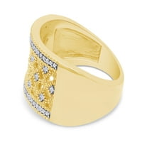 0. CT okrugli bijeli prirodni dijamantski prsten za vjenčanje u 14k žuto zlato preko sterlinga Srebrna