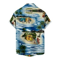 Zodggu Cleariance ljeto plaža na vrhu bluza za zvanje tropskog ispisa džep kratkih rukava s kratkim rukavima niz lapel havajske košulje za muškarce labave casual ovratnik od ogrlice muške slobodno vrijeme plavi 8
