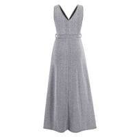Žene Ljeto bez rukava V-izrez Sredina dužina Ležerna haljina Solid A-line Žene Haljine Silver XL