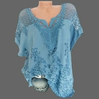 Ichuanyi Ženska košulje, Žene Ljeto O-izrez Kratki rukav šuplji izrezana puna ležerna bluza vrhunska