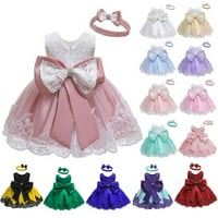 0-6T Kids Dječji djevojke princeze haljina rufffless čipkaste čipke bez pokrivača, bowknot cvijeće haljine